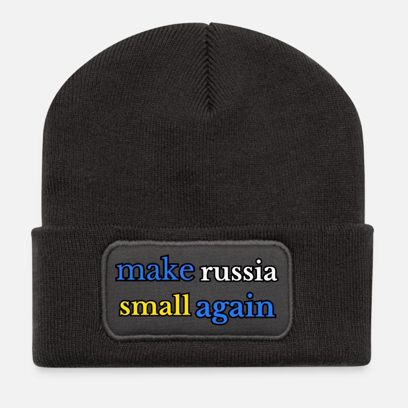 Make russia small again, blau gelb - Recycelte Patch Beanie - Dunkelgrau