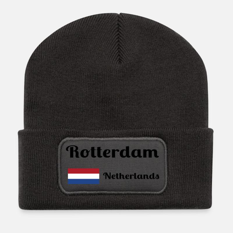 Rotterdam Netherlands- Stylish prints - Recycled Patch Beanie - dark grey