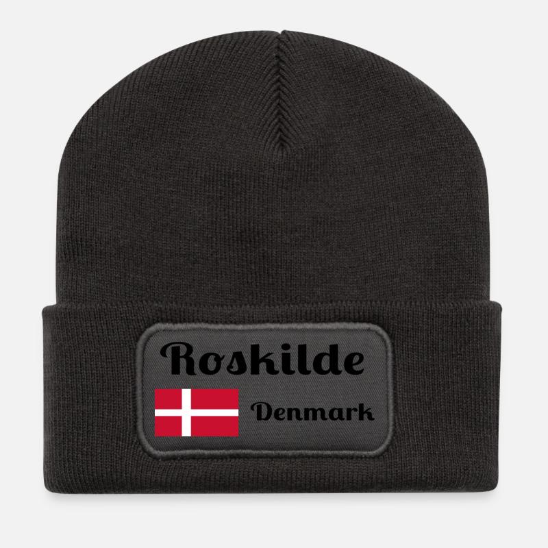 Roskilde Dänemark - Stylische Drucke - Recycelte Patch Beanie - Dunkelgrau