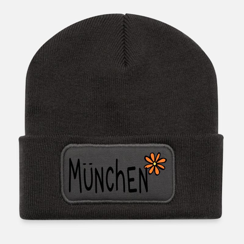 München 089 Flower Blume - Recycelte Patch Beanie - Dunkelgrau