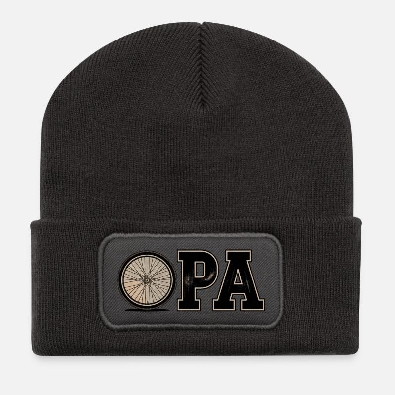 Impression de vélo vintage Design « OPA » - Beanie recyclé à patch - charbon