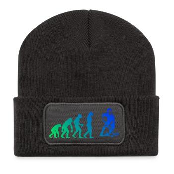 Floorball Liebe klarer Look für Unihockey - Recycelte Patch Beanie - Dunkelgrau - Vorne