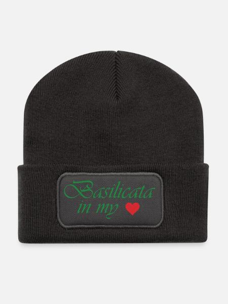 Basilicata in meinem Herzen - Recycelte Patch Beanie - Dunkelgrau