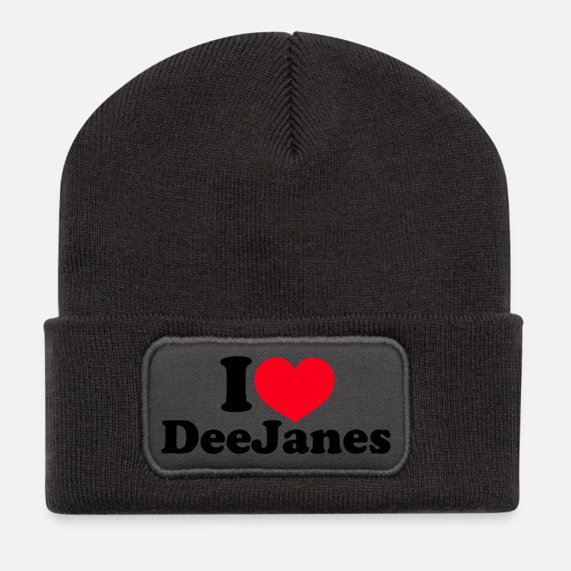 I Love DeeJanes - Recycelte Patch Beanie - Dunkelgrau