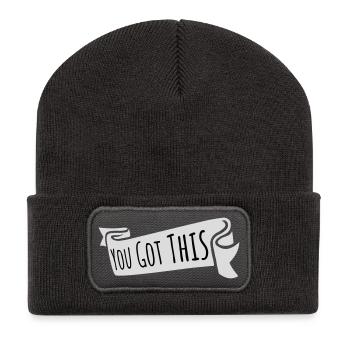 You Got This Motivierend Inspirierend Spruch Zitat - Recycelte Patch Beanie - Dunkelgrau - Vorne