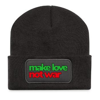 Make Love Not War - Recycelte Patch Beanie - Dunkelgrau - Vorne