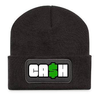 Bargeldsymbol Fettes Dollar-Logo - Recycelte Patch Beanie - Dunkelgrau - Vorne