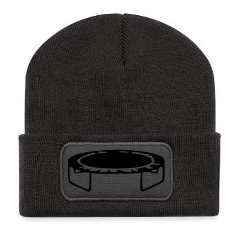 Trampolin springen Geschenk - Recycelte Patch Beanie - Dunkelgrau - Vorne