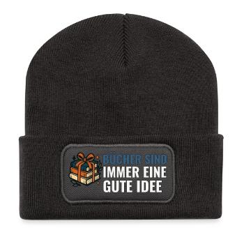 Bücher sind immer eine gute Idee. - Recycelte Patch Beanie - Dunkelgrau - Vorne