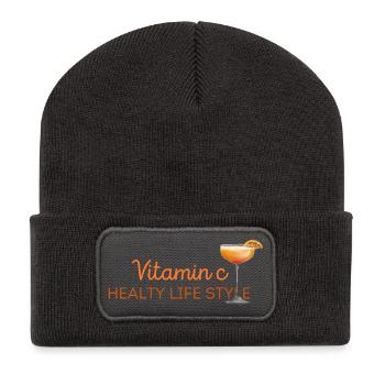 Ascorbinsäure - Recycelte Patch Beanie - Dunkelgrau - Vorne