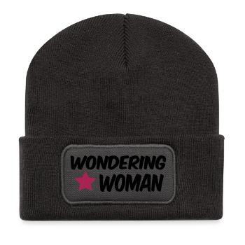 wondering woman - Recycelte Patch Beanie - Dunkelgrau - Vorne