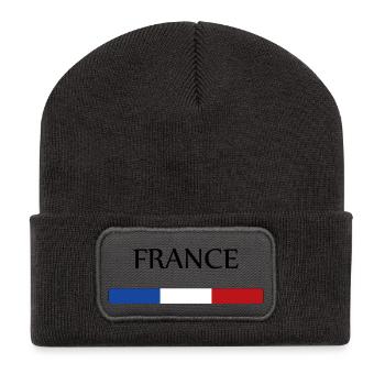 France - Beanie recyclé à patch - charbon - Devant