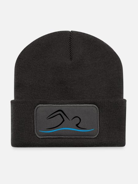 SCHWIMMEN - Recycelte Patch Beanie - Dunkelgrau