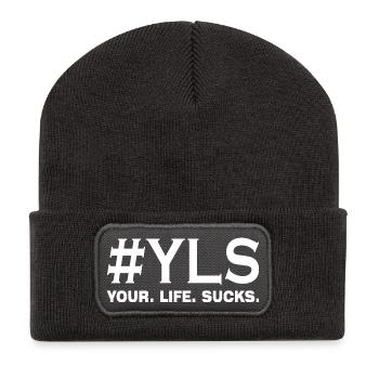 your life sucks statement - Recycelte Patch Beanie - Dunkelgrau - Vorne