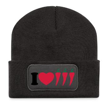 I love chilli - Recycled Patch Beanie - dark grey - Front
