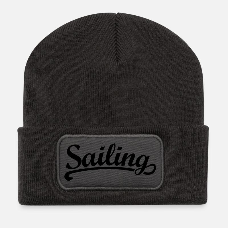 Sailing - Segel Segler Segeln - Recycelte Patch Beanie - Dunkelgrau
