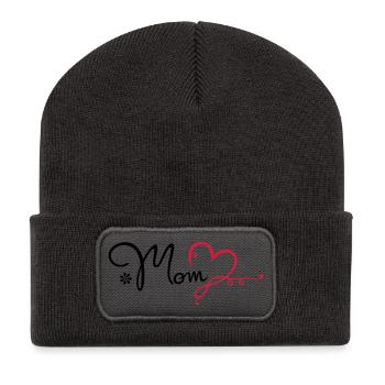 Love Mom Gift Mother's Day Mom - Recycled Patch Beanie - dark grey - Front