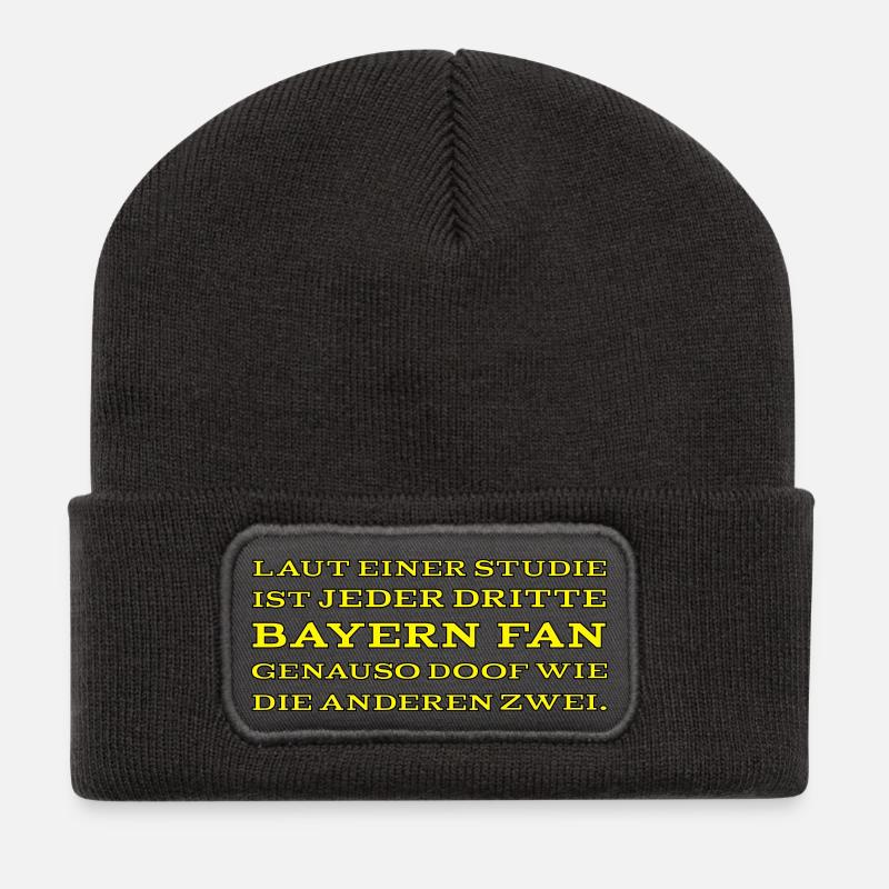 Anti Bayern Fan Spruch - Farbwechsel - Recycelte Patch Beanie - Dunkelgrau