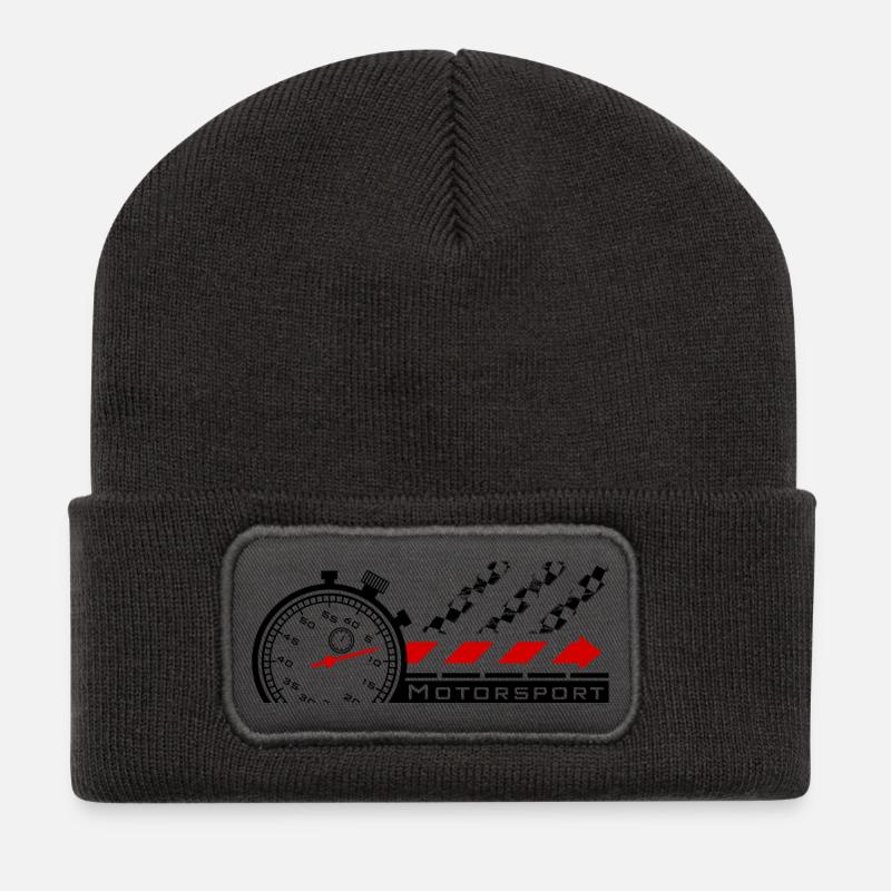 Chronomètre de sport automobile - Beanie recyclé à patch - charbon