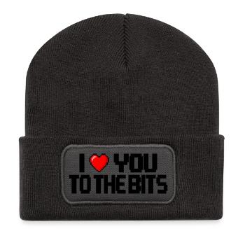 I love you to the bits - Recycled Patch Beanie - dark grey - Front