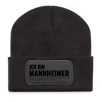 Mannheim Humor Spruch Design - Recycelte Patch Beanie - Dunkelgrau - Vorne