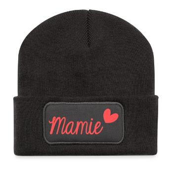 MAMIE. FÊTE DES MÈRES. BONNE FÊTE MAMIE. JE T'AIME - Beanie recyclé à patch - charbon - Devant