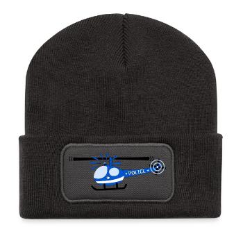 Hubschrauber Police Kinder - Recycelte Patch Beanie - Dunkelgrau - Vorne