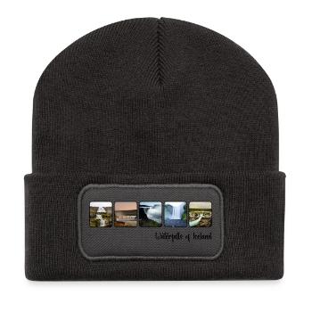 Cascades d’Islande - Beanie recyclé à patch - charbon - Devant