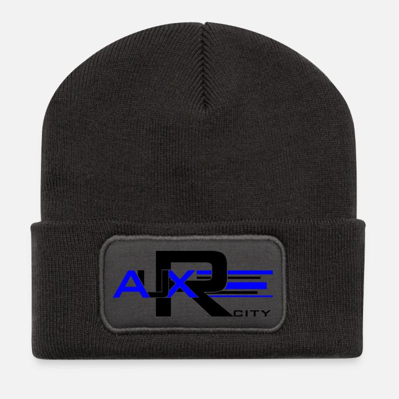 Auxerre Geometric Blue - Recycelte Patch Beanie - Dunkelgrau