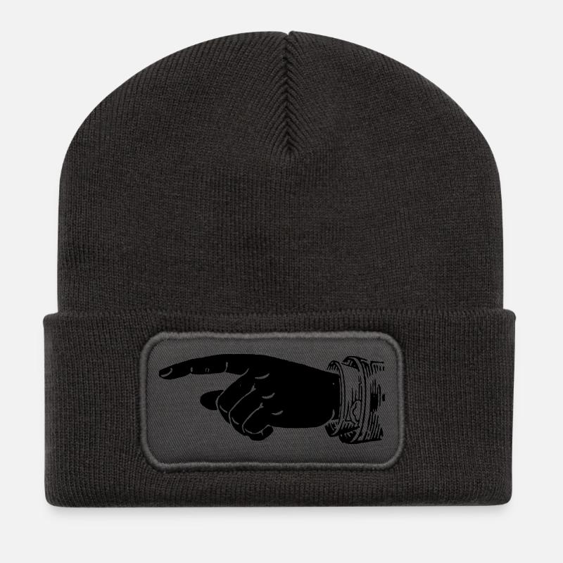 Hand - Fingerzeig - Recycelte Patch Beanie - Dunkelgrau