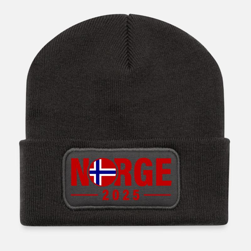 Norwegen 2025 Norge - Recycelte Patch Beanie - Dunkelgrau