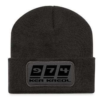 Design 974 Ker Kreol - La Réunion - Beanie recyclé à patch - charbon - Devant