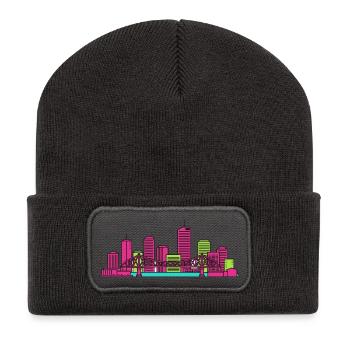 Brisbane City Skyline Story Bridge Modern Art - Recycled Patch Beanie - dark grey - Front