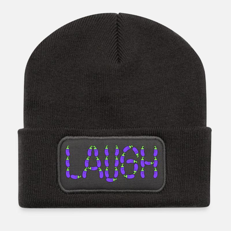 Rire d’aubergine - Beanie recyclé à patch - charbon