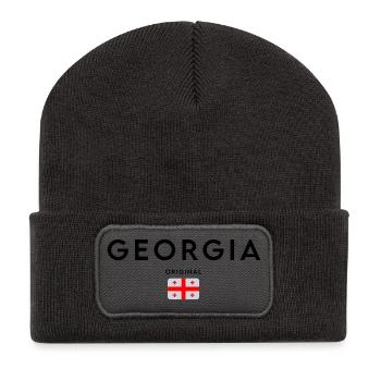 Drapeau de Géorgie, design minimaliste élégant - Beanie recyclé à patch - charbon - Devant