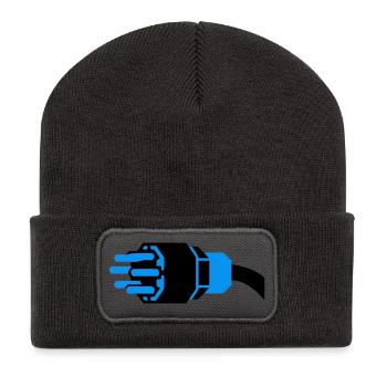 Starkstrom Stecker Elektriker - Recycelte Patch Beanie - Dunkelgrau - Vorne