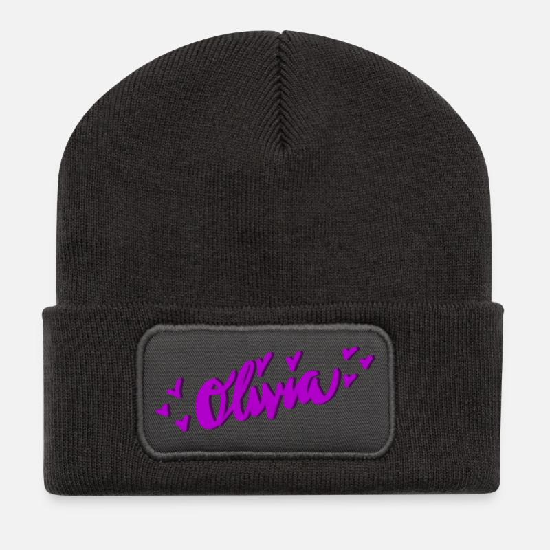 Olivia - Beanie recyclé à patch - charbon