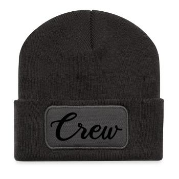 crew_schrift - Recycelte Patch Beanie - Dunkelgrau - Vorne