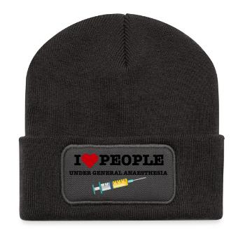 Funny Anesthesiologist Anesthetist Gift for Doctor - Recycled Patch Beanie - dark grey - Front