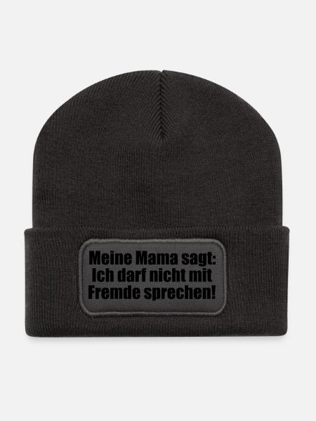 Mama sagt: - Recycelte Patch Beanie - Dunkelgrau