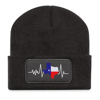 Texas Herzschlag Flagge - Recycelte Patch Beanie - Dunkelgrau - Vorne