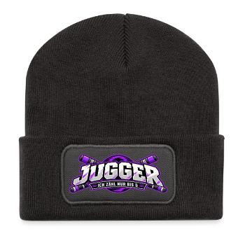 Jugger Zähle Bis 5 - Recycelte Patch Beanie - Dunkelgrau - Vorne
