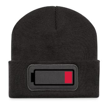 Battery low - Recycled Patch Beanie - dark grey - Front