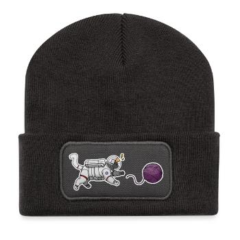 Chat astronaute - Beanie recyclé à patch - charbon - Devant