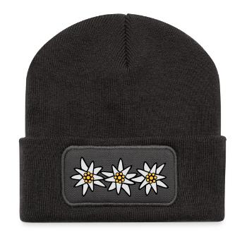 Edelweiss Trio - Recycelte Patch Beanie - Dunkelgrau - Vorne