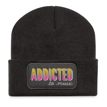 Süchtig nach Musik / addicted to music - Recycelte Patch Beanie - Dunkelgrau - Vorne