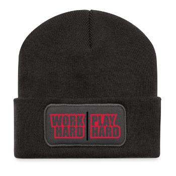 work_hard_play_hard_rp2 - Beanie recyclé à patch - charbon - Devant