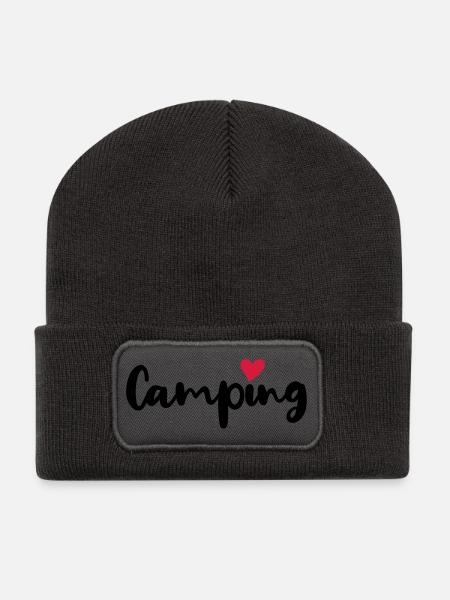 Camping Camper Herz Sommer Urlaub Wohnmobil Fan - Recycelte Patch Beanie - Dunkelgrau