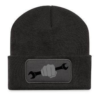 Faust Schraubenschlüssel - Recycelte Patch Beanie - Dunkelgrau - Vorne