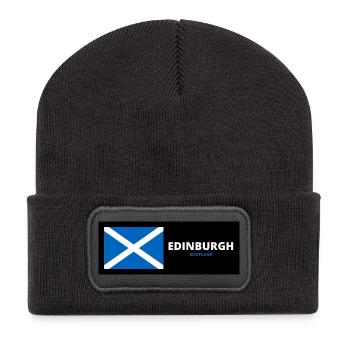 Edinburgh City with Scottish Flag - Recycled Patch Beanie - dark grey - Front